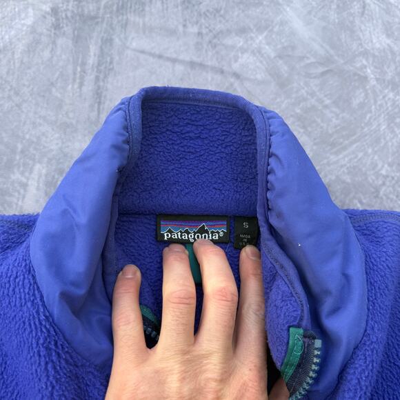 Men's Vintage Patagonia Purple Blue Fleece Retro-X Synchilla Jacket Sz Small USA - Picture 6 of 8
